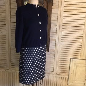 Charter Club Navy Polka Dot Pencil Skirt lined 16